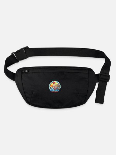 Chicken Colorful Watercolor Animal Illustration - Stanley/Stella recycled Hip Bag  - black - Front