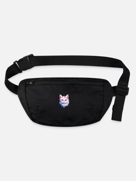 Turc Angora Chat Race Aquarelle Dessin Animé Kawaii - Sac banane recyclé Stanley/Stella - noir - Devant