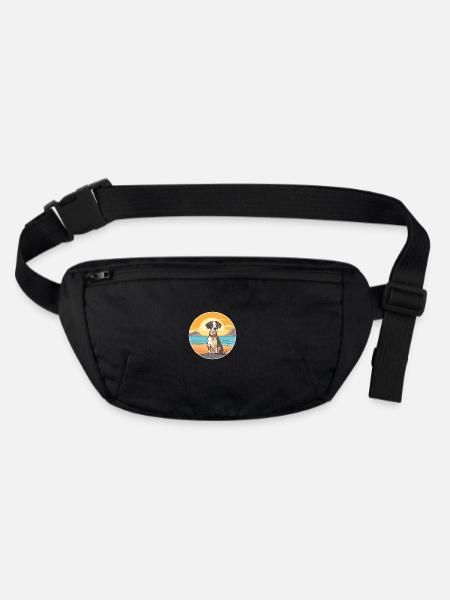 Braque Auvergne Dog Breed Cartoon Kawaii Clipart - Stanley/Stella recycled Hip Bag  - black - Front