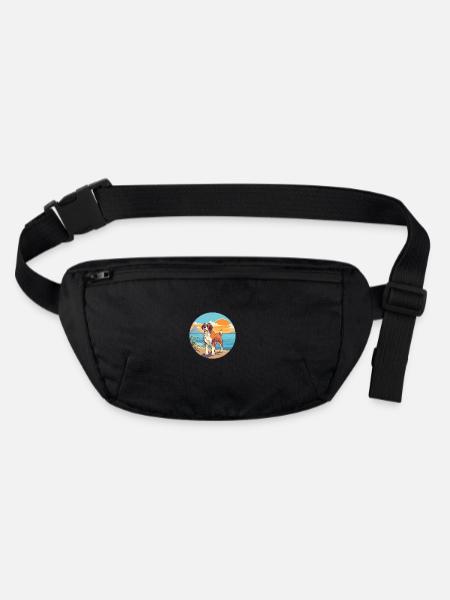St Bernard Dog Breed Cartoon Kawaii Clipart Dog - Stanley/Stella recycled Hip Bag  - black - Front