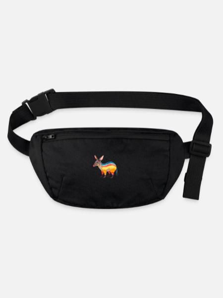 Aardvark Colorful Watercolor Cartoon Kawaii Animal - Stanley/Stella recycled Hip Bag  - black - Front