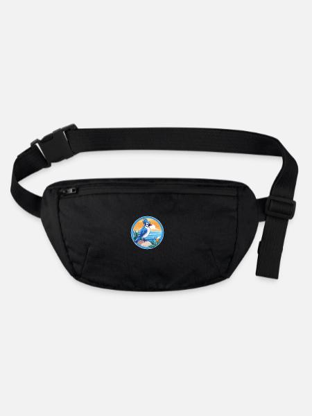Blauer Eichelhäher Vogel Aquarell Karikatur Kawaii Tier Haustier - Stanley/Stella recycelte Gürteltasche - Schwarz - Vorne