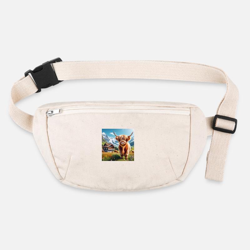 Vache Highland dans un paysage suisse Sac banane recyclé Stanley/Stella
