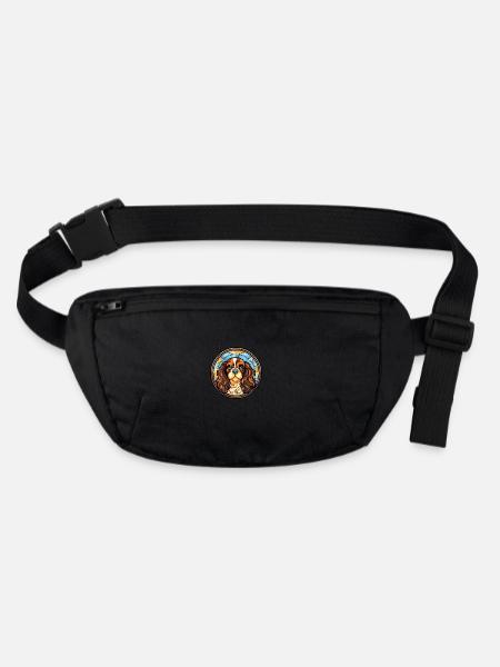 Englisch Spielzeug Spaniel Hund Rasse Buntglas Farbe - Stanley/Stella recycelte Gürteltasche - Schwarz - Vorne