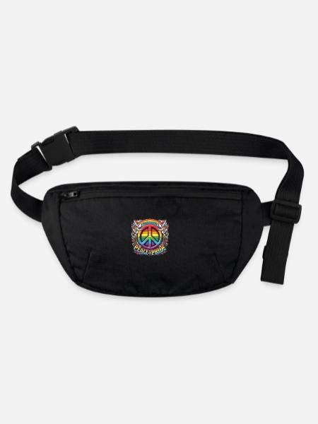 Peace And Pride Rainbow Peace Symbol Design - Stanley/Stella recycled Hip Bag  - black - Front