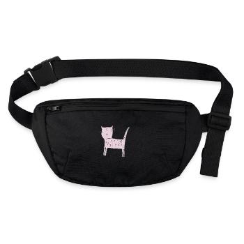 katze relief rosa - Stanley/Stella recycelte Gürteltasche - Schwarz - Vorne