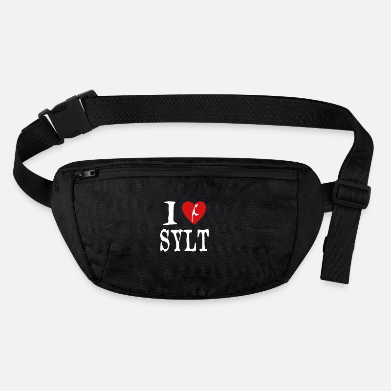 I love Sylt in den Farben Weiss und Rot Stanley/Stella recycelte Gürteltasche