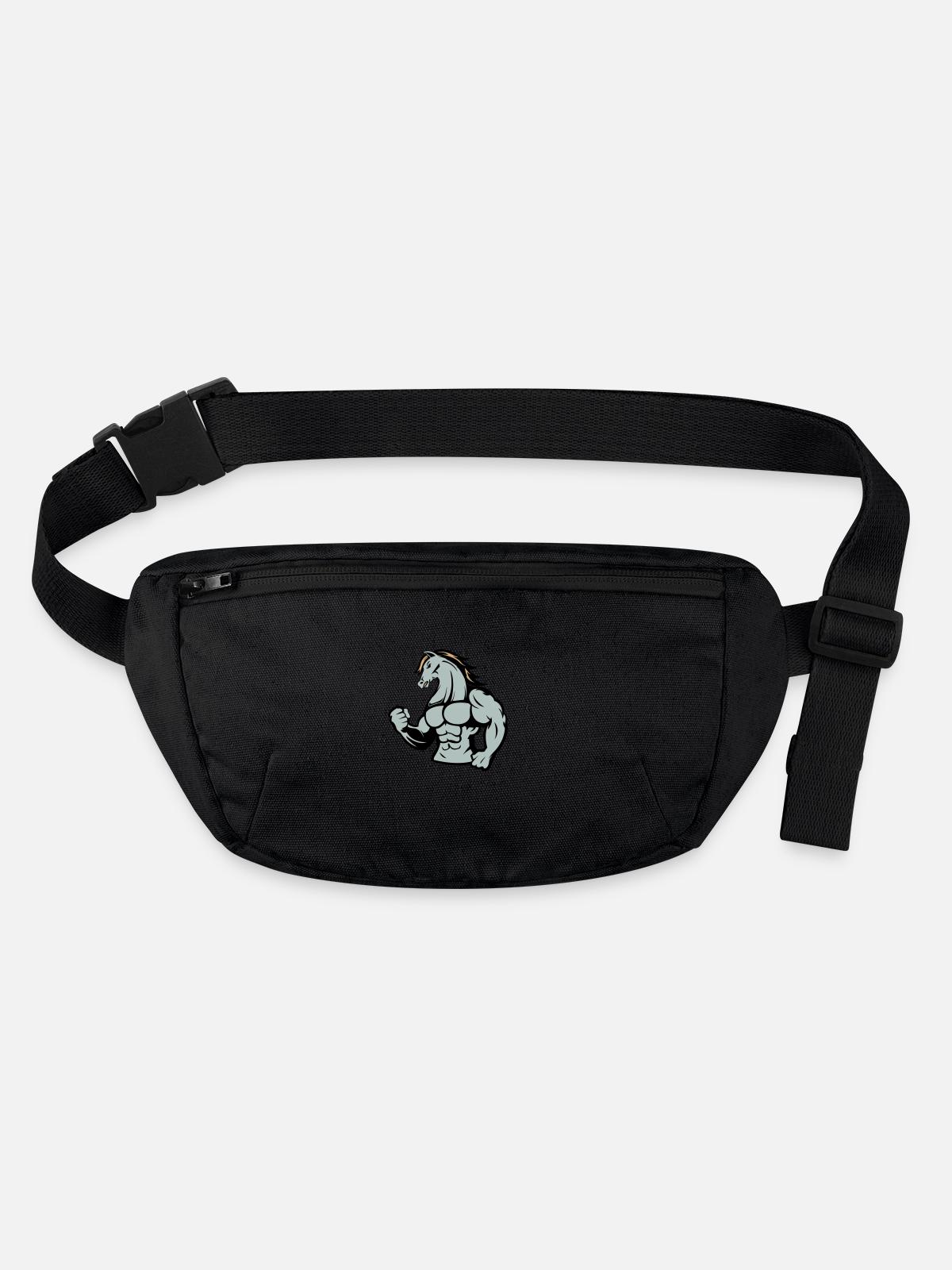 pferd stark - Stanley/Stella recycelte Gürteltasche - Schwarz - Vorne