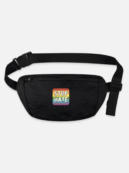 LGBTQ Stop Hate - Stanley/Stella recycelte Gürteltasche - Schwarz - Vorne