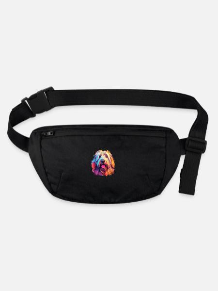 Briard Hund Motiv - Stanley/Stella recycelte Gürteltasche - Schwarz - Vorne