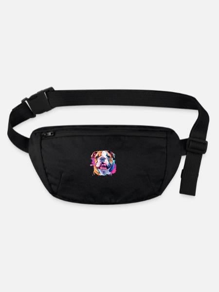 Bulldog Hund Motiv - Stanley/Stella recycelte Gürteltasche - Schwarz - Vorne