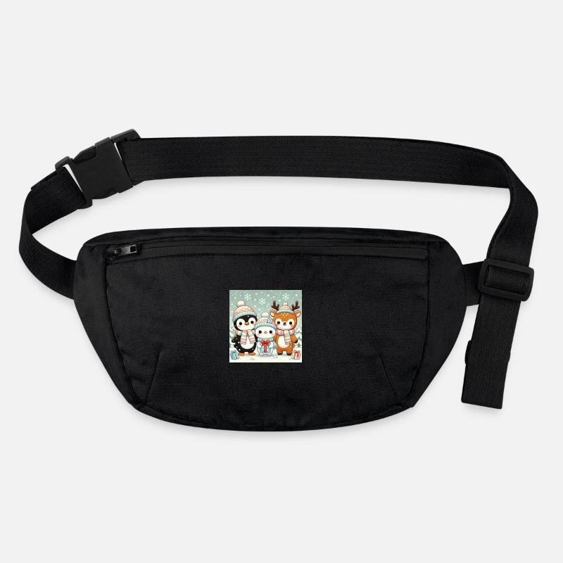 Niedliche Tiere im Winteroutfit - Stanley/Stella recycelte Gürteltasche - Schwarz