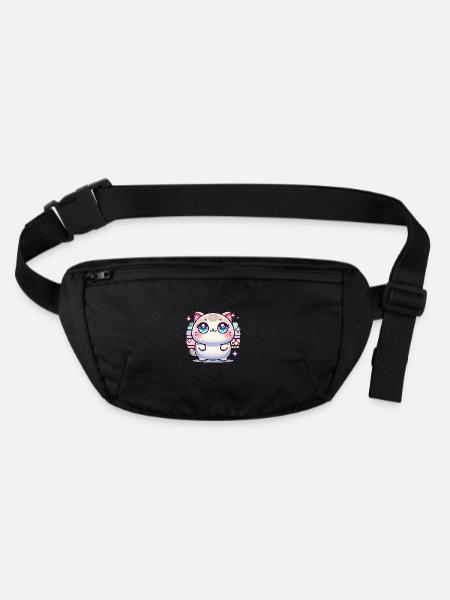 KAWAII KATZE <3 - Stanley/Stella recycelte Gürteltasche - Schwarz - Vorne