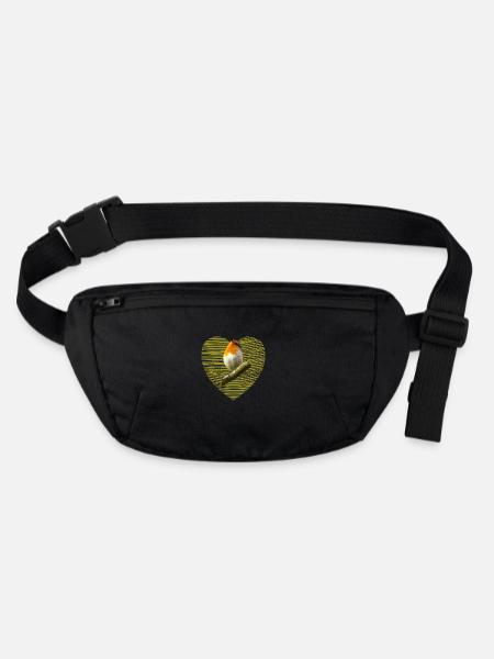 Rotkehlchen Singvogel - Stanley/Stella recycelte Gürteltasche - Schwarz - Vorne