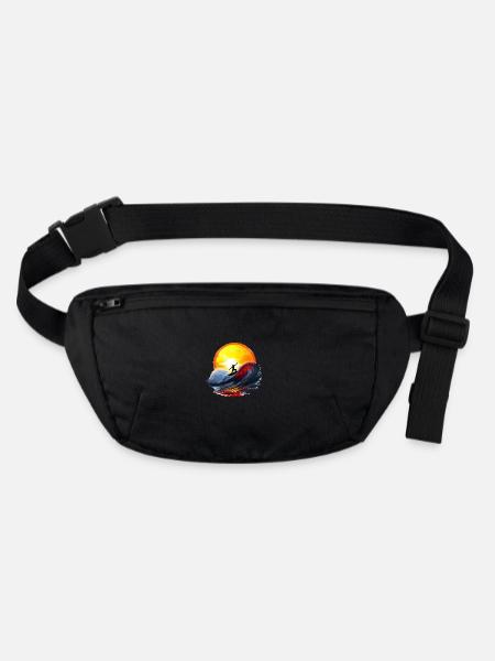 Surf until sunset - Stanley/Stella recycled Hip Bag  - black - Front
