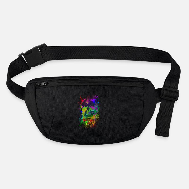 Schädel, Totenkopf, Kunst, Viele Farben, Gothic Stanley/Stella recycelte Gürteltasche
