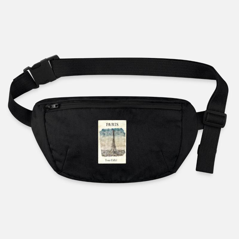 Paris Eifelturm Vintage - Stanley/Stella recycelte Gürteltasche - Schwarz