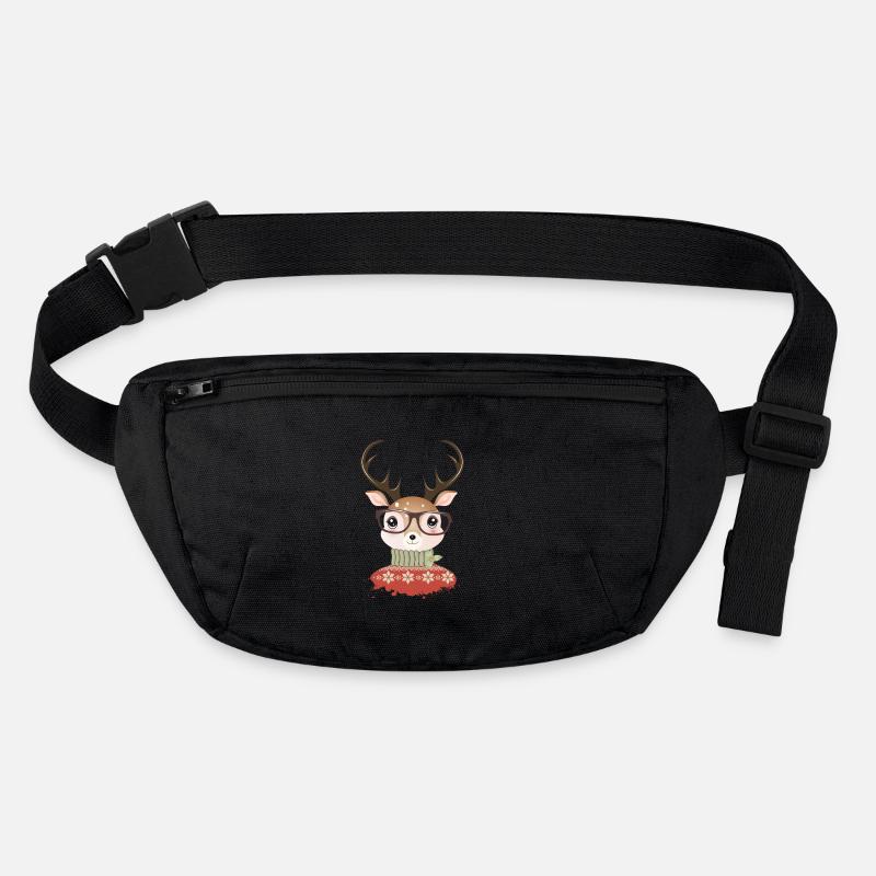 Cerf avec pull de Noël et lunettes de nerd Sac banane recyclé Stanley/Stella