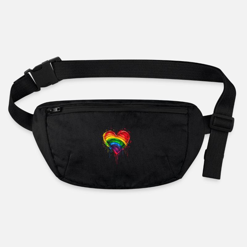 Abstraktes Regenbogenherz mit Tintenspritzern - Pride Stanley/Stella recycelte Gürteltasche