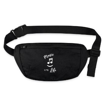 "Music is my life" Music Musician Sheet Music - Stanley/Stella recycled Hip Bag  - black - Front