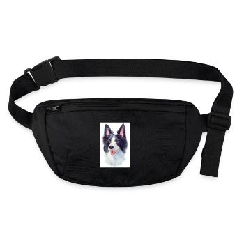 Border Collie Aufkleber Farben - Stanley/Stella recycelte Gürteltasche - Schwarz - Vorne