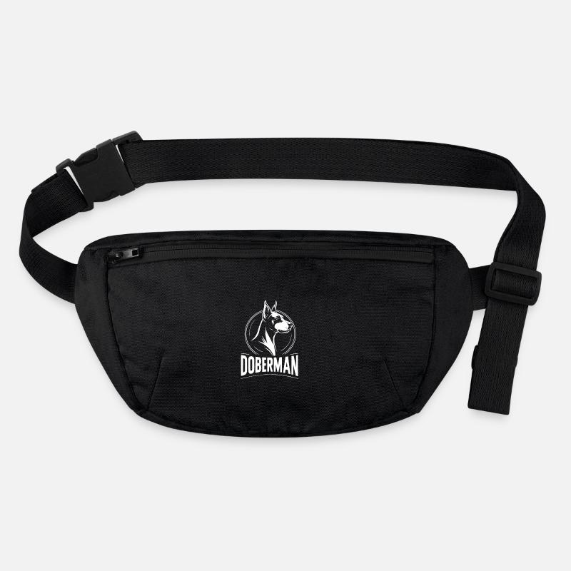 black and white doberman dog head Stanley/Stella recycled Hip Bag 