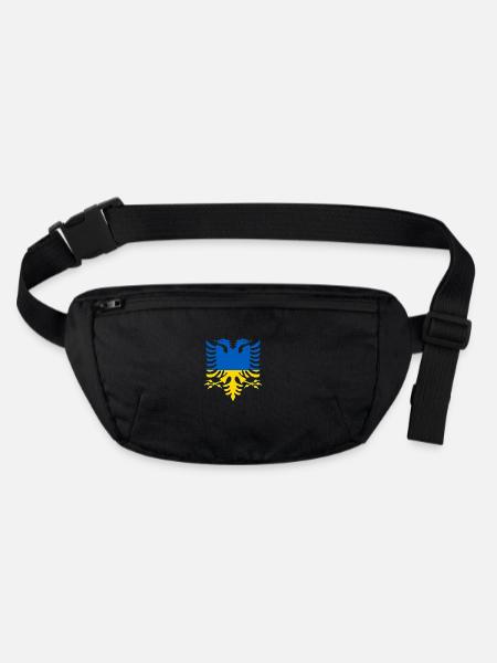 Albania Ukraine Flag - Stanley/Stella recycled Hip Bag  - black - Front