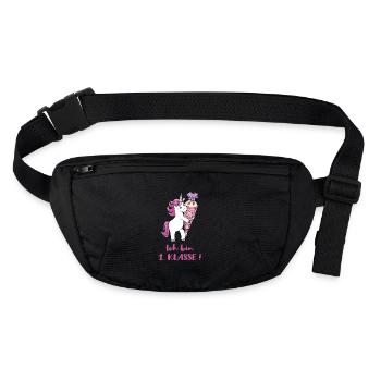 Unicorn with sugar bag First class - Stanley/Stella recycled Hip Bag  - black - Front