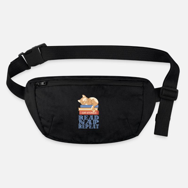 Sleeping cat and books Stanley/Stella recycled Hip Bag 