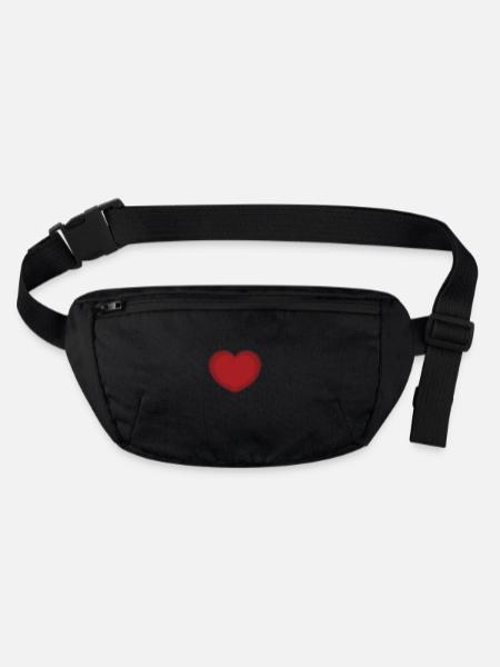 Coeur + texte - Sac banane recyclé Stanley/Stella - noir - Devant