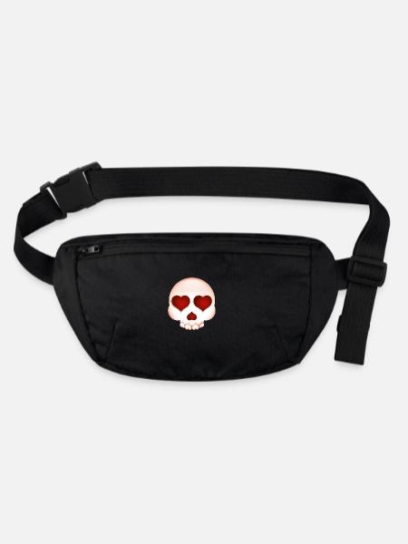 Smiley Skull with Hearts - Stanley/Stella recycelte Gürteltasche - Schwarz