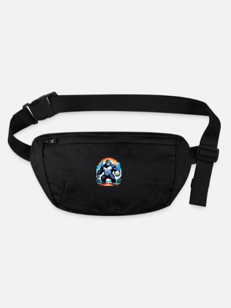Gorilla with Gold Chain - Stanley/Stella recycled Hip Bag  - black - Front