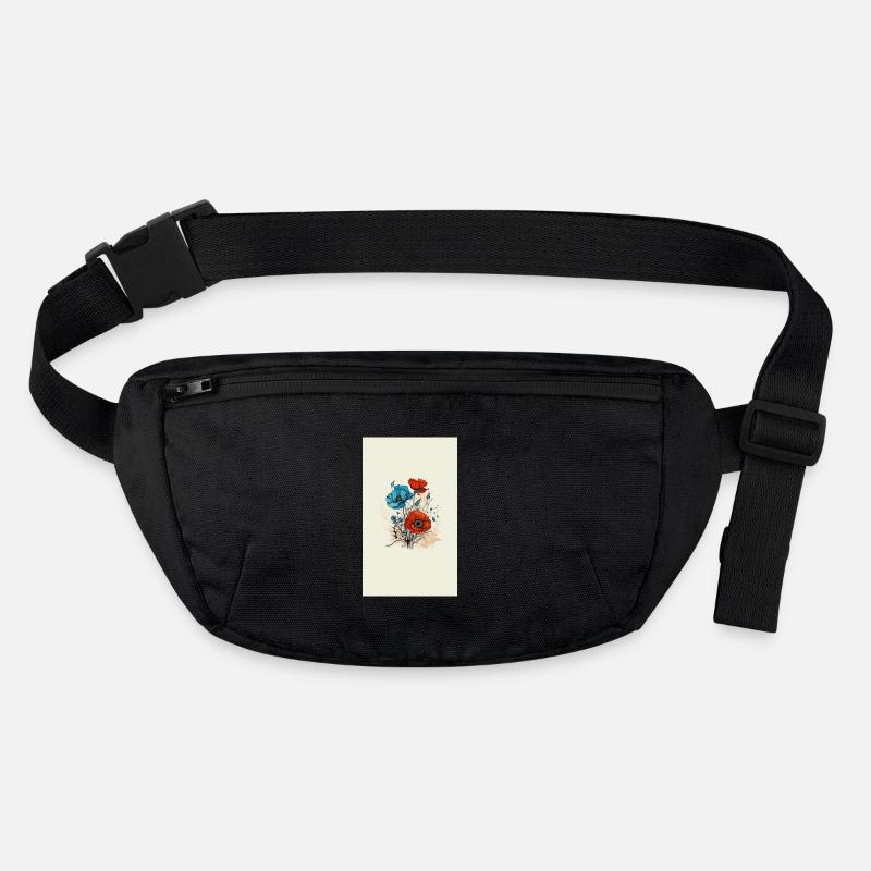 Mohnblumen - Stanley/Stella recycelte Gürteltasche - Schwarz