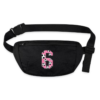 6 Geburtstag Fußball rosa - Stanley/Stella recycelte Gürteltasche - Schwarz - Vorne