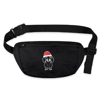Dackel zu Weihnachten, Lineart - Stanley/Stella recycelte Gürteltasche - Schwarz - Vorne