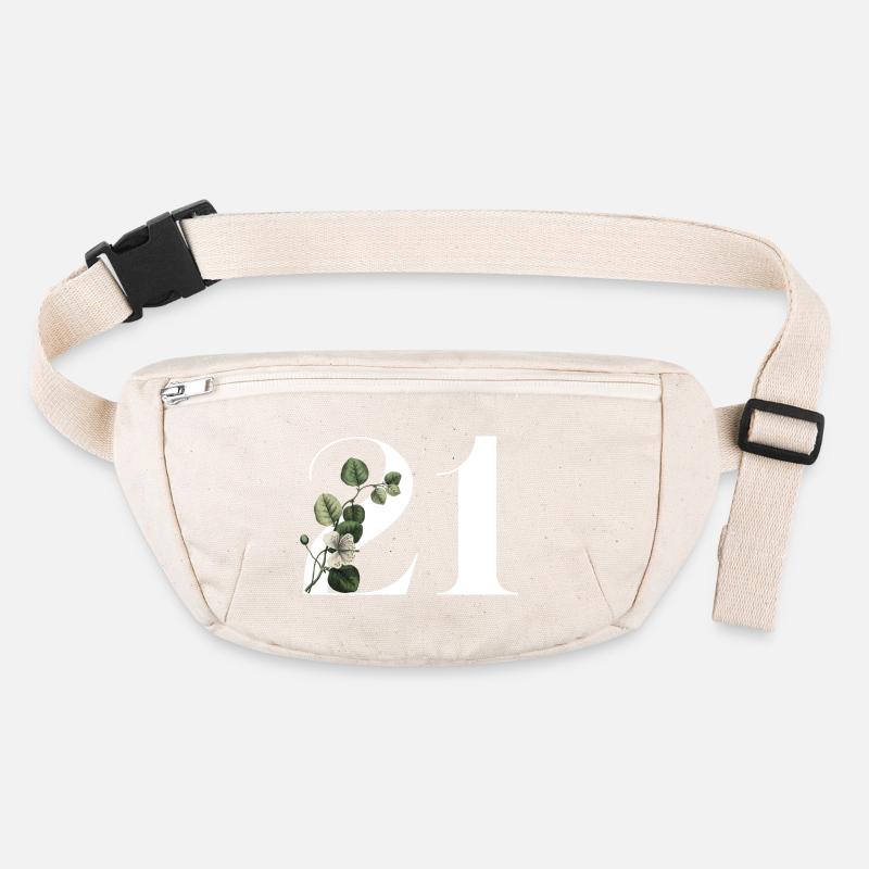 Numéro 21 floral vert -21e anniversaire floral Sac banane recyclé Stanley/Stella