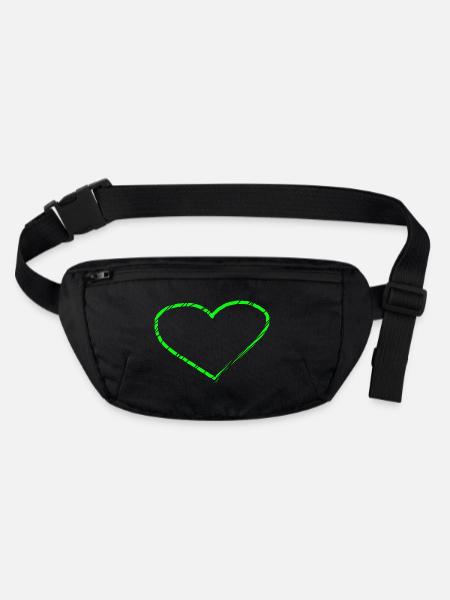 Herz grün Geschenkidee hellgrün - Stanley/Stella recycelte Gürteltasche - Schwarz - Vorne
