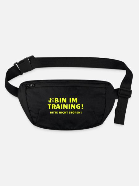 BIN IM TRAINING - BITTE NICHT STÖREN! - Stanley/Stella recycelte Gürteltasche - Schwarz - Vorne