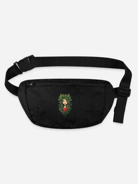 Herz Pflanzenliebe Tattoo Aesthetic Design - Stanley/Stella recycelte Gürteltasche - Schwarz - Vorne