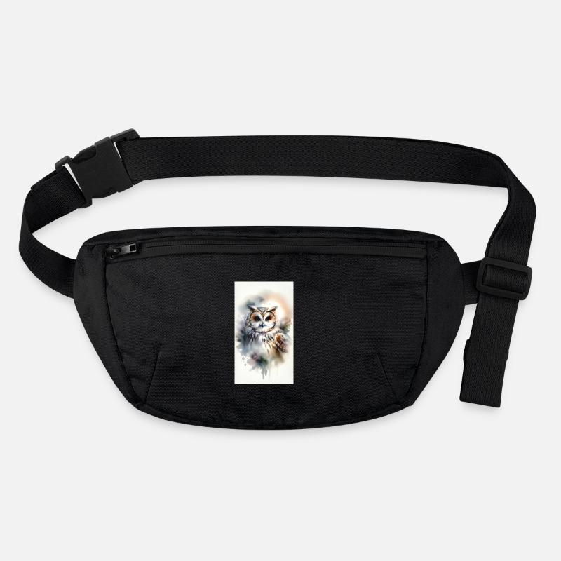 Hibou à l’aquarelle - Sac banane recyclé Stanley/Stella - noir