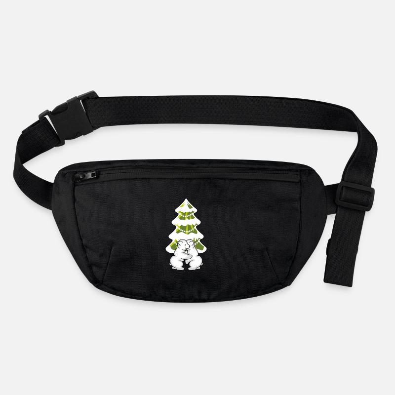 Two polar bear cubs hugging near a Christmas tree Stanley/Stella recycled Hip Bag 