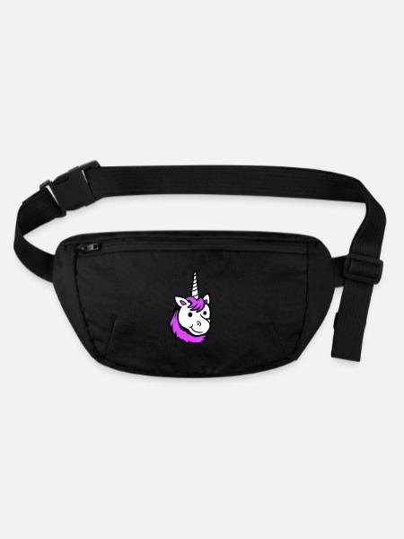 Einhorn Pink Süß Hübsch Freundlich Cartoon Pferd - Stanley/Stella recycelte Gürteltasche - Schwarz - Vorne