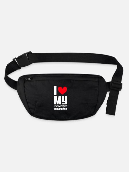 Paare Liebe Herz Freund Geschenkidee Beziehung - Stanley/Stella recycelte Gürteltasche - Schwarz - Vorne