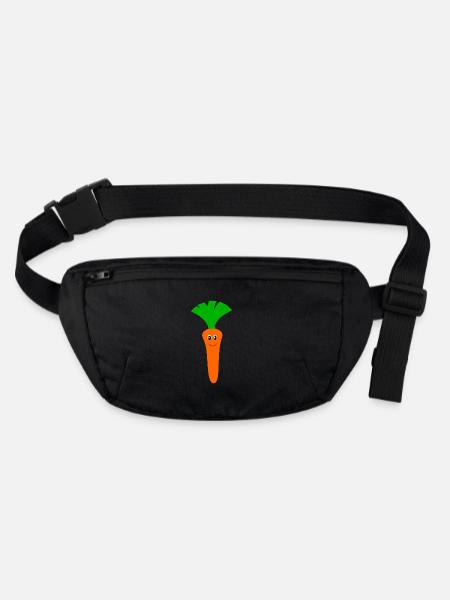 Kawaii Carotte Kawaii Fruits Kawaii Légumes Kawaii - Sac banane recyclé Stanley/Stella - noir - Devant