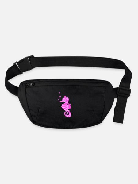 Seepfedchen Pink mit Herzen - Stanley/Stella recycelte Gürteltasche - Schwarz - Vorne