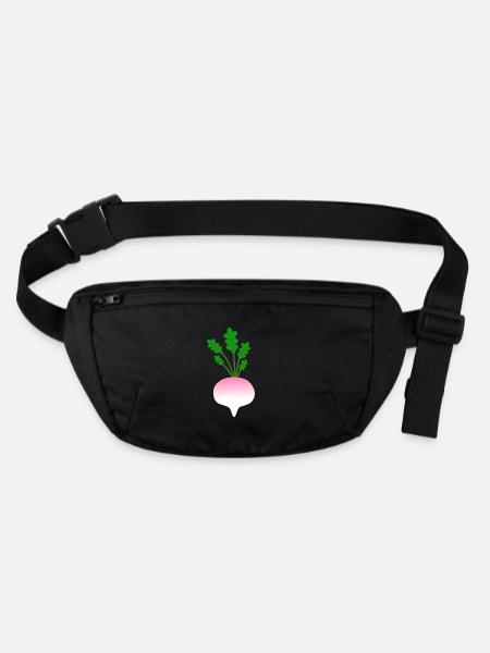 Minimalistische Rüben botanische Illustration - Stanley/Stella recycelte Gürteltasche - Schwarz - Vorne