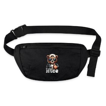 Ours avec le pouce levé - Sac banane recyclé Stanley/Stella - noir - Devant