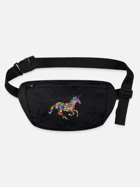 Licorne couleur cadeau idée cadeau - Sac banane recyclé Stanley/Stella - noir - Devant