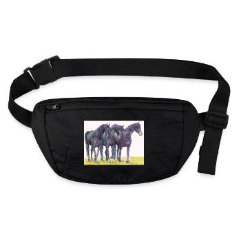 Autocollant de cheval frison - Sac banane recyclé Stanley/Stella - noir - Devant