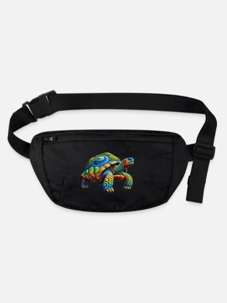 Colorful Rainbow Turtle - Stanley/Stella recycled Hip Bag  - black - Front